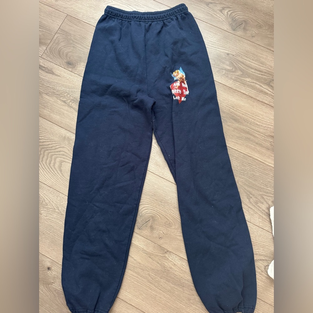 Boys Lie Navy Track Pants with Graphic
